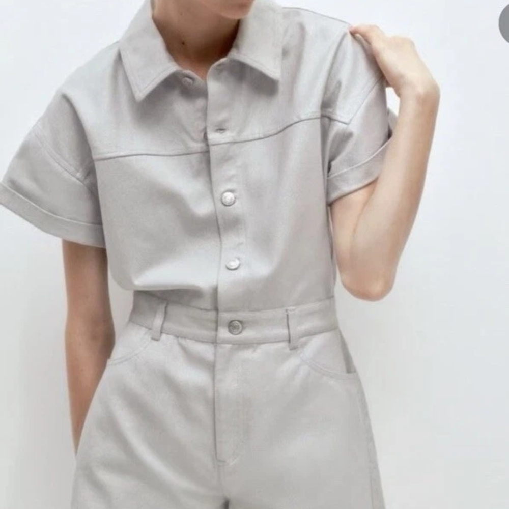Stylish Gray Button-Up Jumpsuit